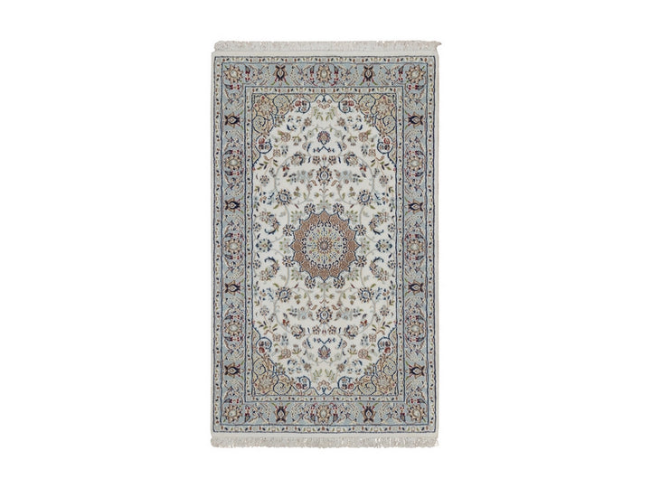 3'0" x 5'1" New Hand Knotted Ivory Wool & Silk Rectangle Oriental Rug - MOA10291998