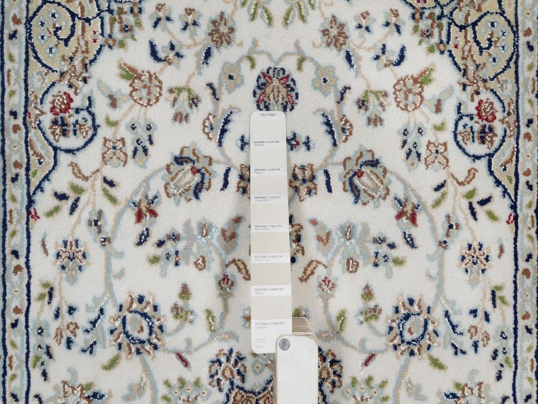 3'0" x 5'1" New Hand Knotted Ivory Wool & Silk Rectangle Oriental Rug - MOA10291998