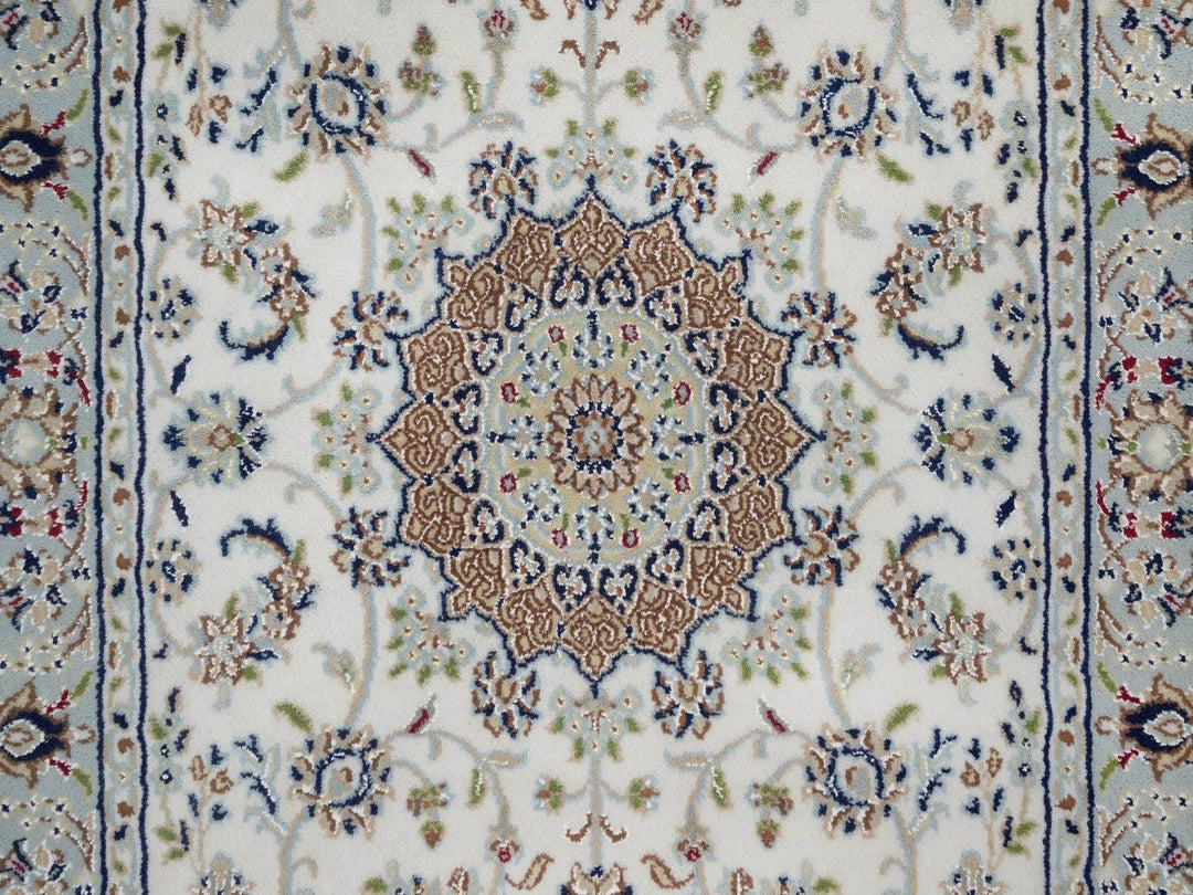 3'0" x 5'1" New Hand Knotted Ivory Wool & Silk Rectangle Oriental Rug - MOA10291998