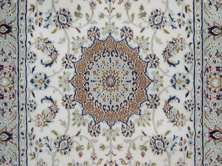 3'0" x 5'1" New Hand Knotted Ivory Wool & Silk Rectangle Oriental Rug - MOA10291998