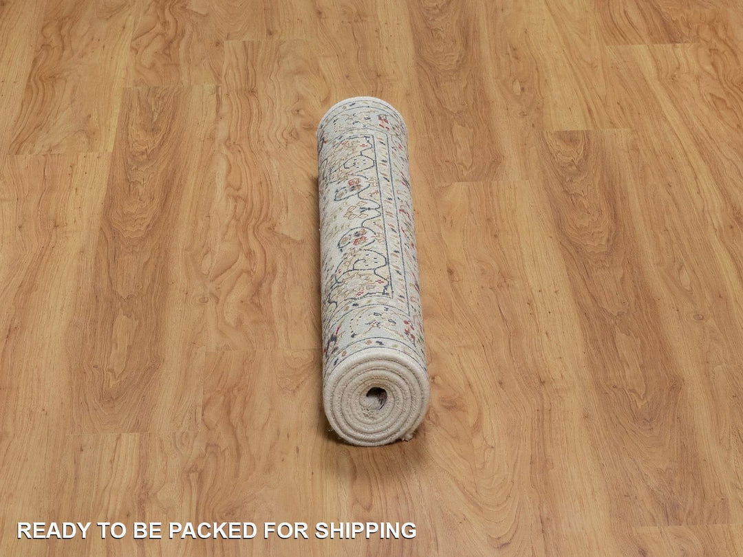 3'0" x 5'1" New Hand Knotted Ivory Wool & Silk Rectangle Oriental Rug - MOA10291998