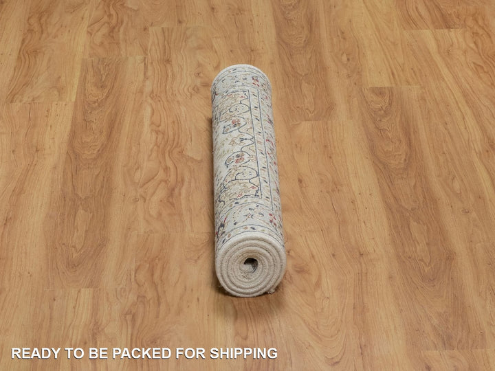 3'0" x 5'1" New Hand Knotted Ivory Wool & Silk Rectangle Oriental Rug - MOA10291998