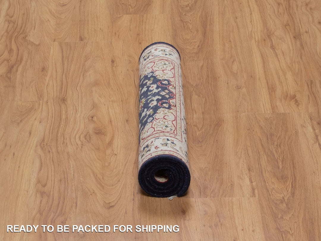 2'0" x 3'2" New Hand Knotted Blue Wool & Silk Rectangle Oriental Rug - MOA10291999