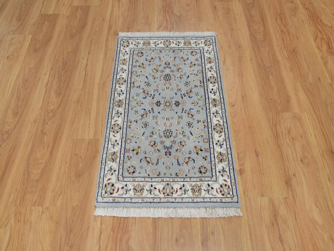 2'1" x 3'3" New Hand Knotted Blue Wool & Silk Rectangle Oriental Rug - MOA10292000