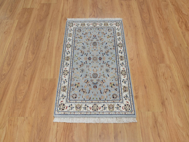 2'1" x 3'3" New Hand Knotted Blue Wool & Silk Rectangle Oriental Rug - MOA10292000