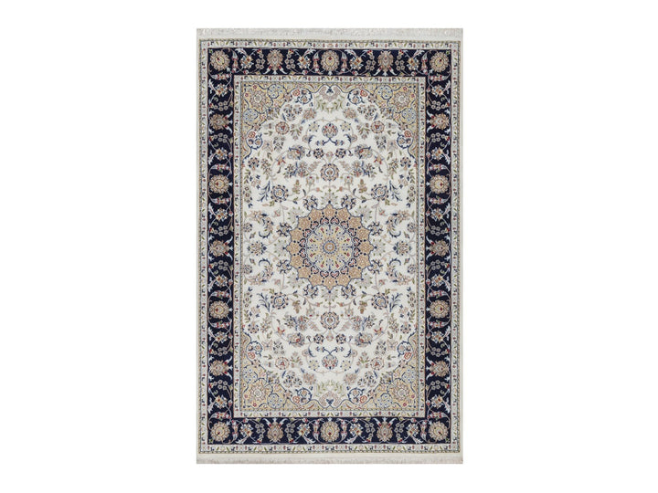 5'2" x 8'3" New Hand Knotted Ivory Wool & Silk Rectangle Oriental Rug - MOA10292001