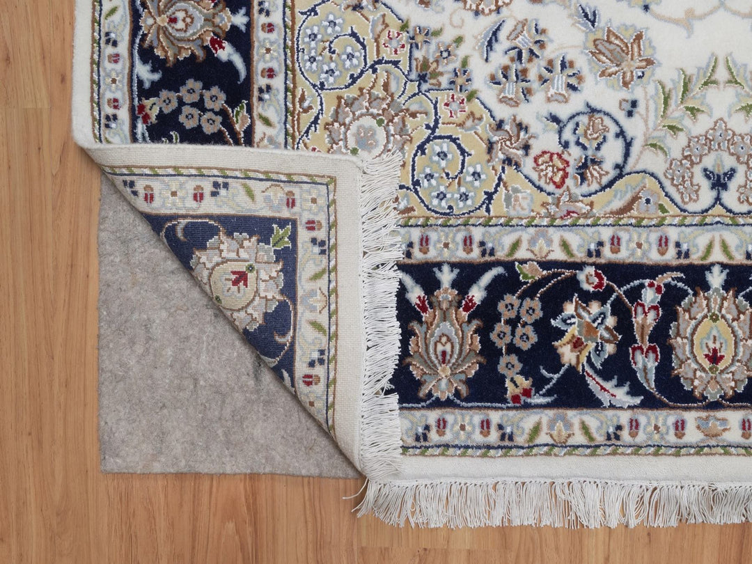 5'2" x 8'3" New Hand Knotted Ivory Wool & Silk Rectangle Oriental Rug - MOA10292001