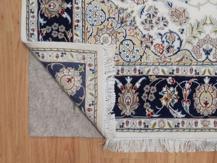 5'2" x 8'3" New Hand Knotted Ivory Wool & Silk Rectangle Oriental Rug - MOA10292001