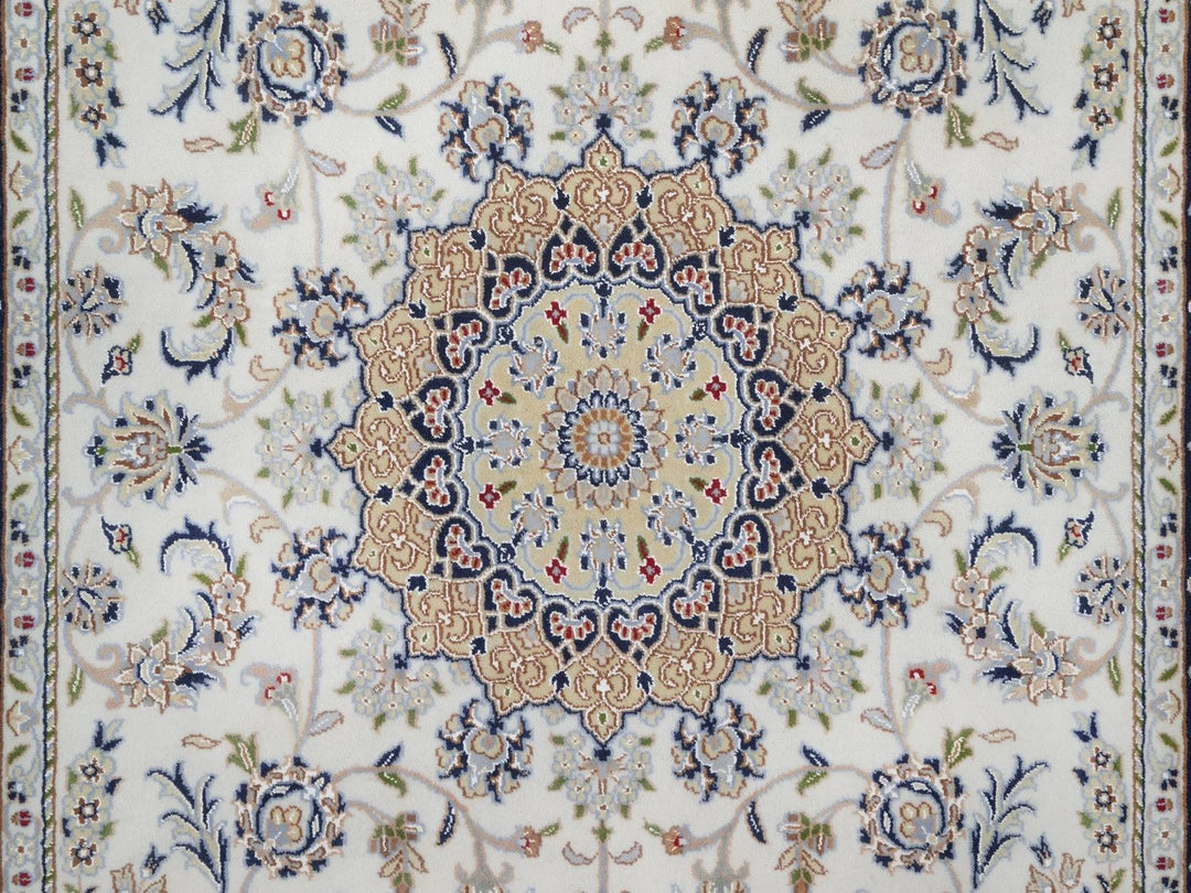 5'2" x 8'3" New Hand Knotted Ivory Wool & Silk Rectangle Oriental Rug - MOA10292001