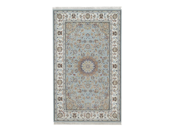 4'11" x 8'1" New Hand Knotted Blue Wool & Silk Rectangle Oriental Rug - MOA10292002