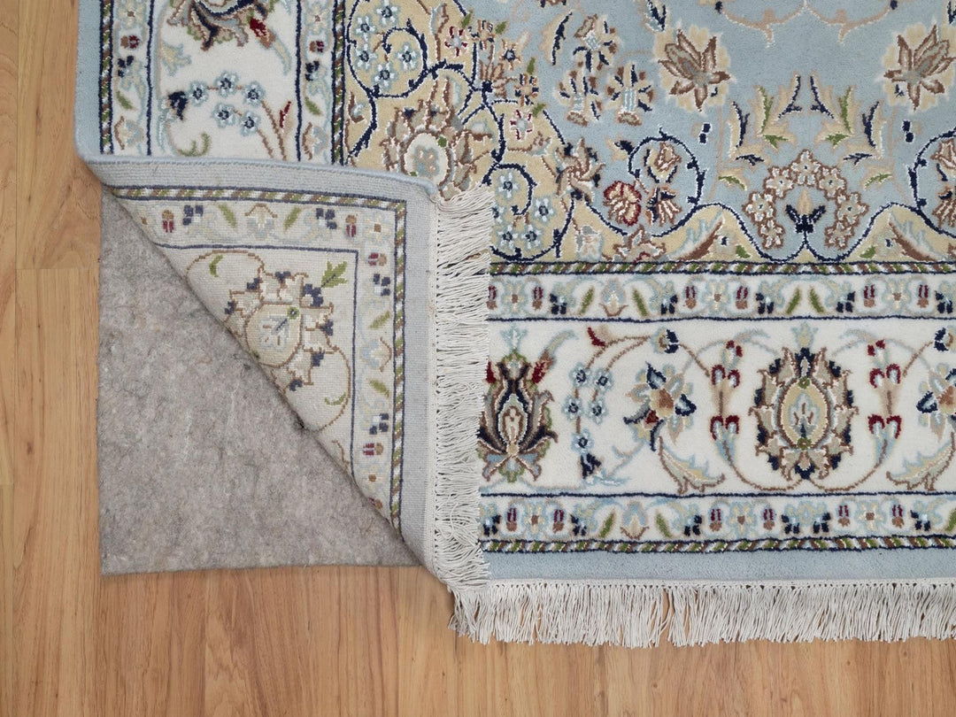 4'11" x 8'1" New Hand Knotted Blue Wool & Silk Rectangle Oriental Rug - MOA10292002