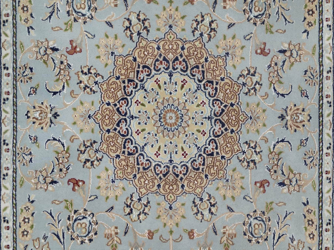 4'11" x 8'1" New Hand Knotted Blue Wool & Silk Rectangle Oriental Rug - MOA10292002