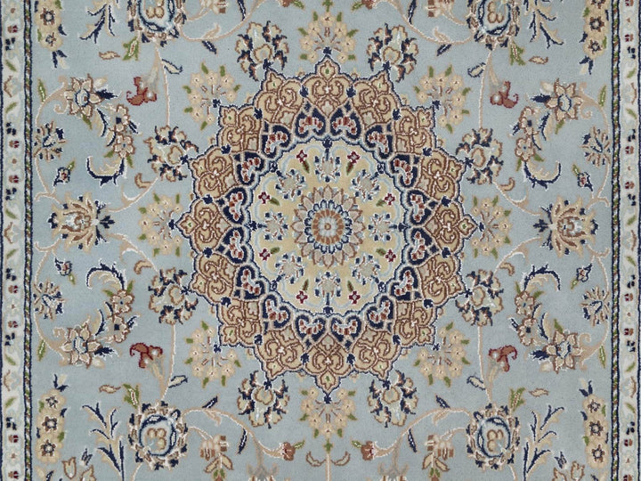 4'11" x 8'1" New Hand Knotted Blue Wool & Silk Rectangle Oriental Rug - MOA10292002