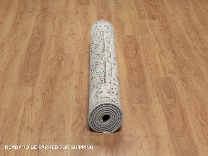 4'11" x 8'1" New Hand Knotted Blue Wool & Silk Rectangle Oriental Rug - MOA10292002