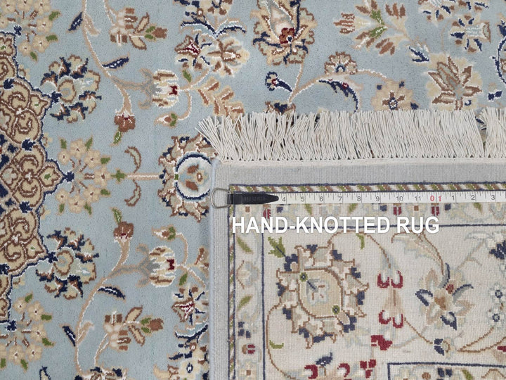 4'11" x 8'1" New Hand Knotted Blue Wool & Silk Rectangle Oriental Rug - MOA10292002