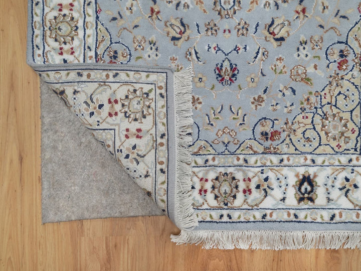 3'2" x 5'2" New Hand Knotted Blue Wool & Silk Rectangle Oriental Rug - MOA10292003