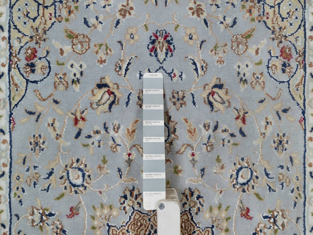 3'2" x 5'2" New Hand Knotted Blue Wool & Silk Rectangle Oriental Rug - MOA10292003