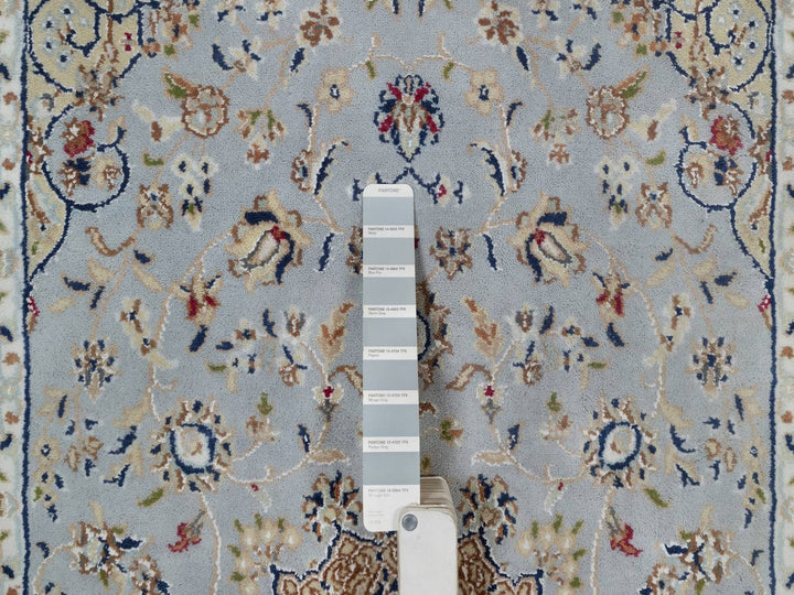 3'2" x 5'2" New Hand Knotted Blue Wool & Silk Rectangle Oriental Rug - MOA10292003