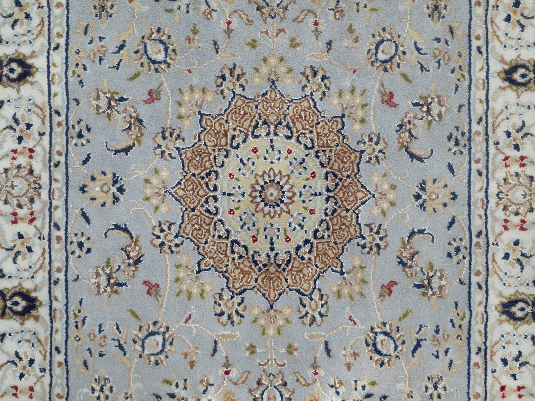 3'2" x 5'2" New Hand Knotted Blue Wool & Silk Rectangle Oriental Rug - MOA10292003