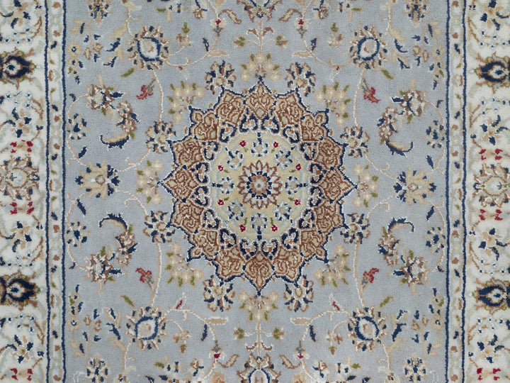 3'2" x 5'2" New Hand Knotted Blue Wool & Silk Rectangle Oriental Rug - MOA10292003