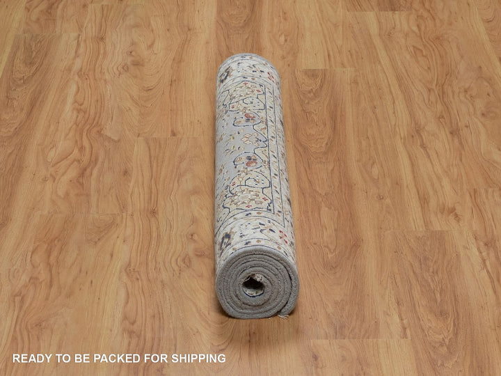 3'2" x 5'2" New Hand Knotted Blue Wool & Silk Rectangle Oriental Rug - MOA10292003