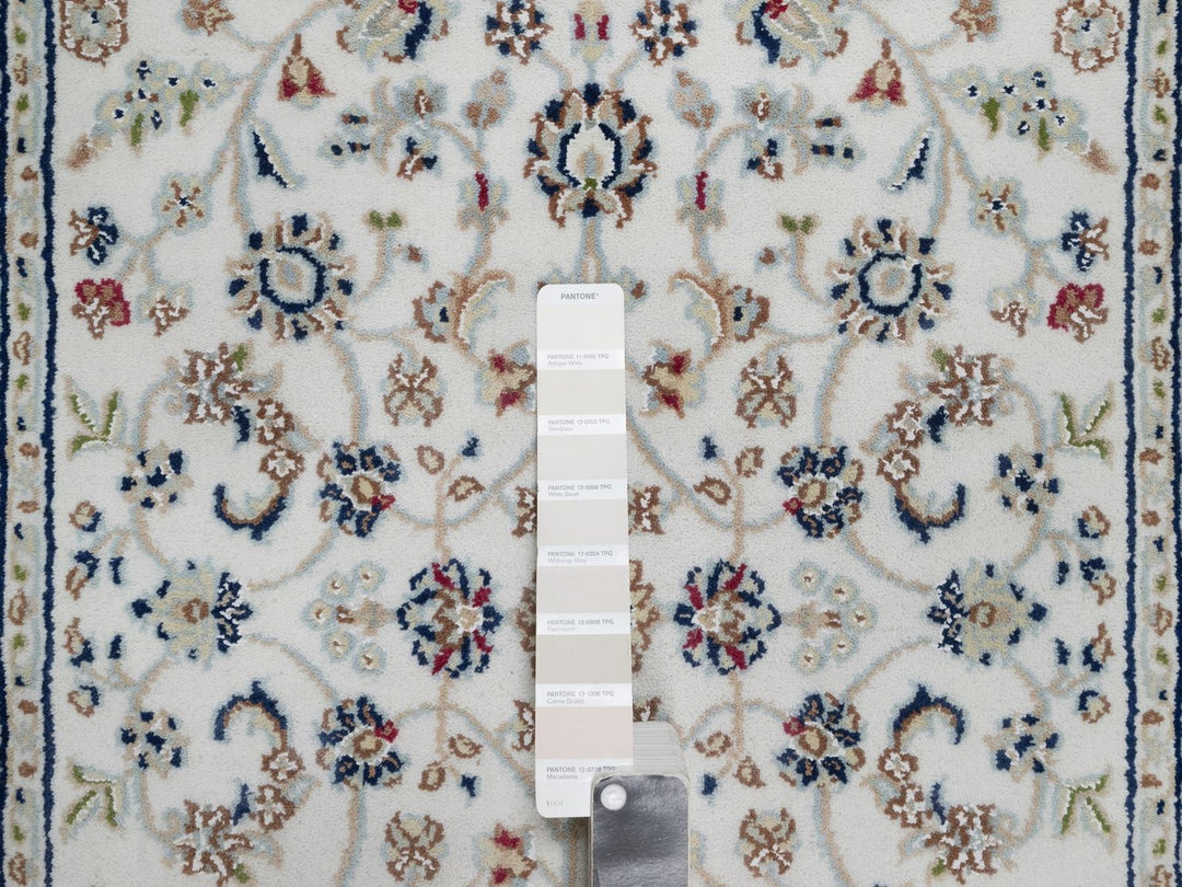 2'8" x 10'3" New Hand Knotted Ivory Wool & Silk Runner Oriental Rug - MOA10292004