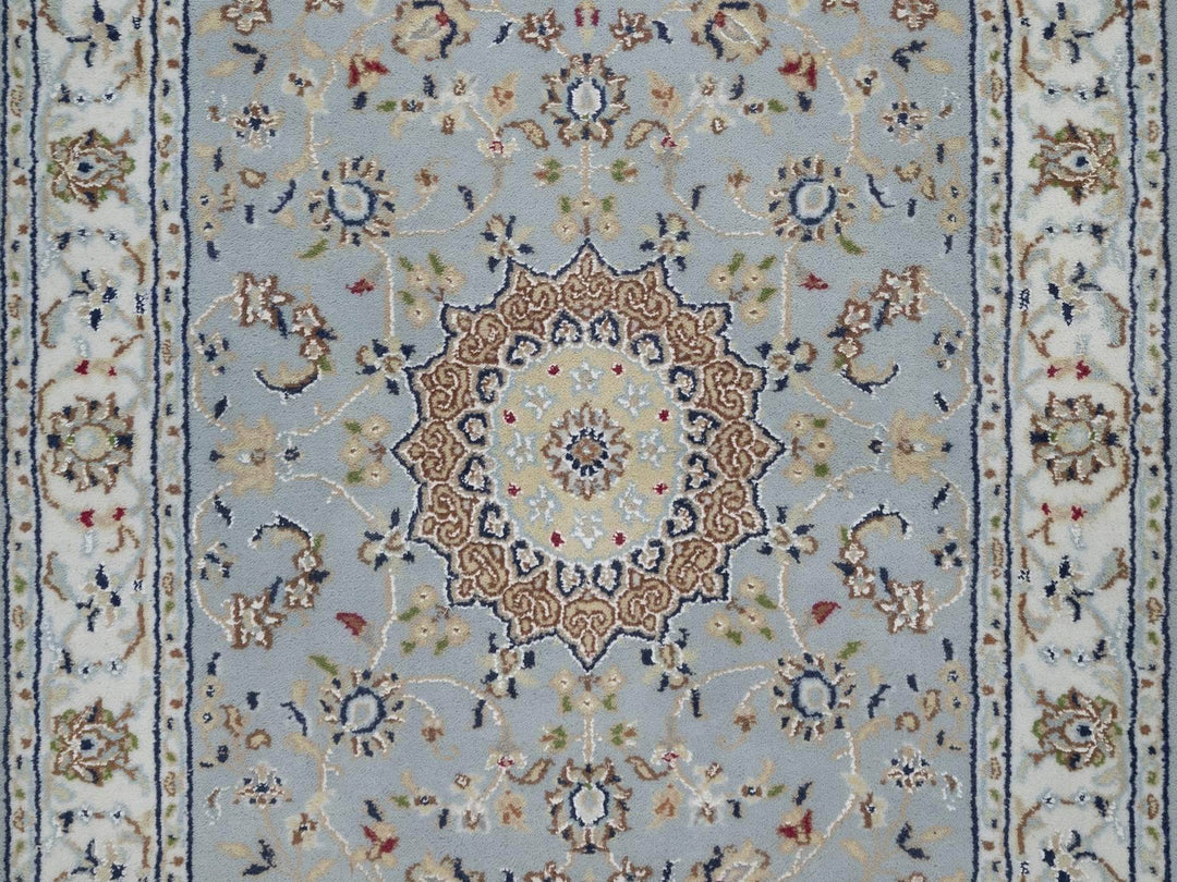 2'8" x 12'2" New Hand Knotted Blue Wool & Silk Runner Oriental Rug - MOA10292005