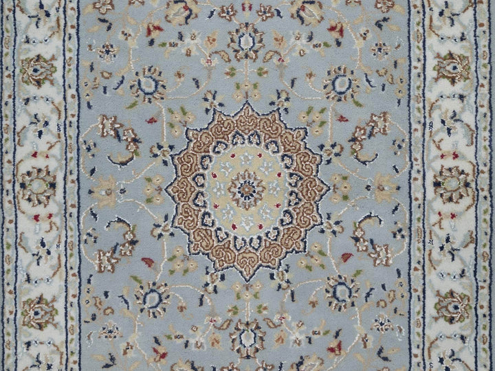 2'8" x 12'2" New Hand Knotted Blue Wool & Silk Runner Oriental Rug - MOA10292005