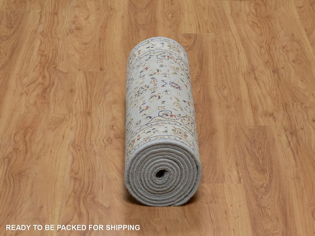 2'8" x 12'2" New Hand Knotted Blue Wool & Silk Runner Oriental Rug - MOA10292005