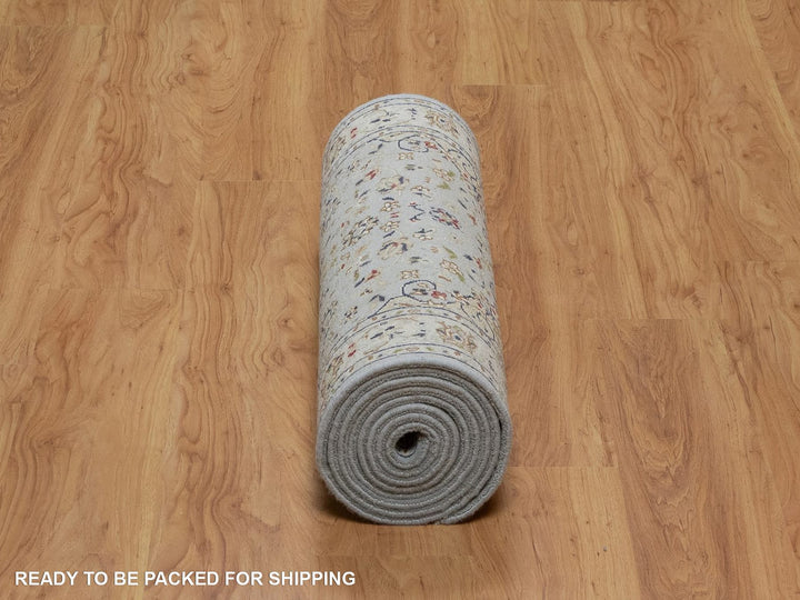 2'8" x 12'2" New Hand Knotted Blue Wool & Silk Runner Oriental Rug - MOA10292005