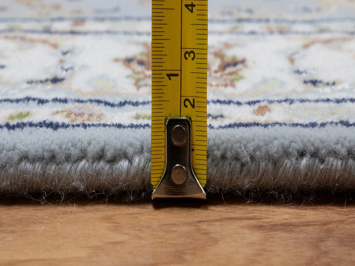 2'8" x 12'2" New Hand Knotted Blue Wool & Silk Runner Oriental Rug - MOA10292005