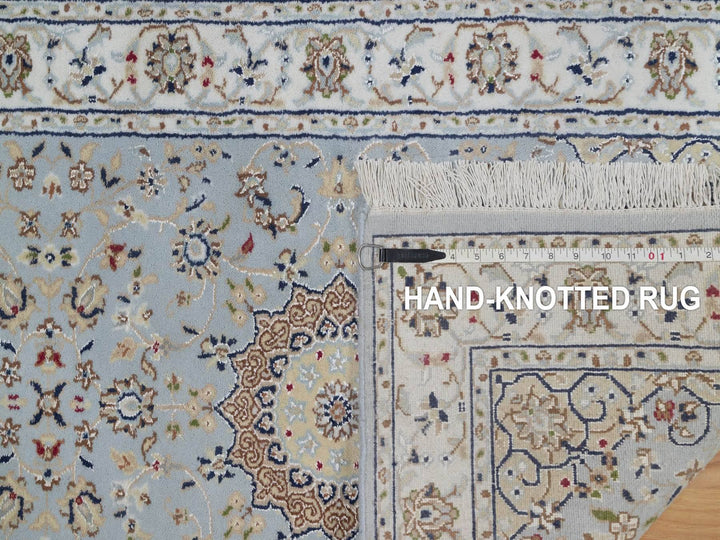 2'8" x 12'2" New Hand Knotted Blue Wool & Silk Runner Oriental Rug - MOA10292005