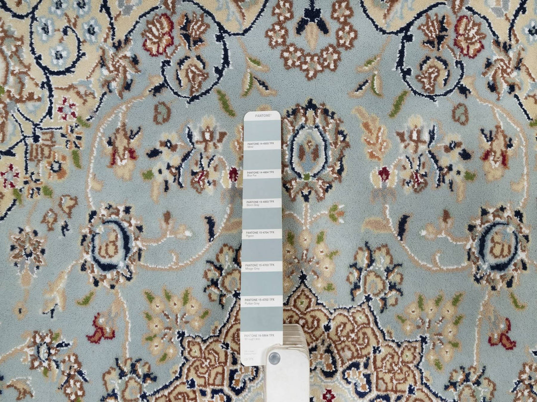 4'9" x 5'1" New Hand Knotted Grey Wool & Silk Square Oriental Rug - MOA10292007