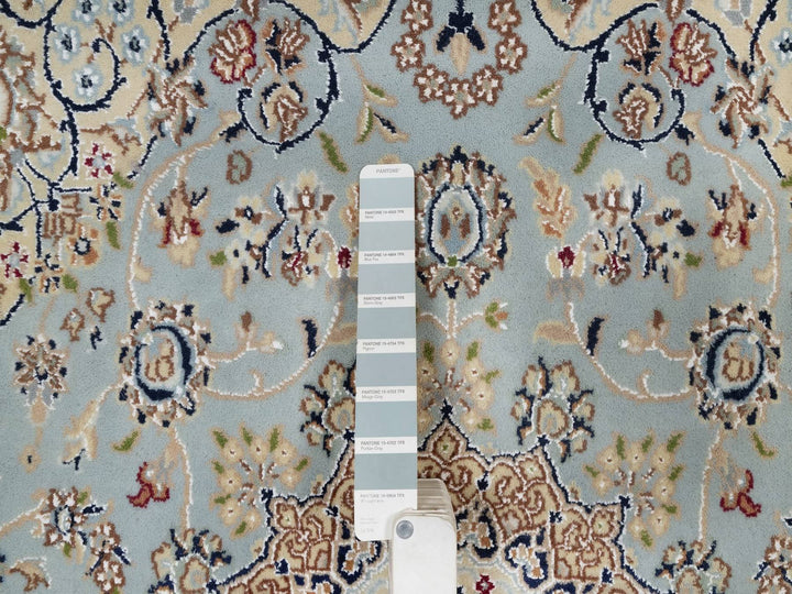 4'9" x 5'1" New Hand Knotted Grey Wool & Silk Square Oriental Rug - MOA10292007