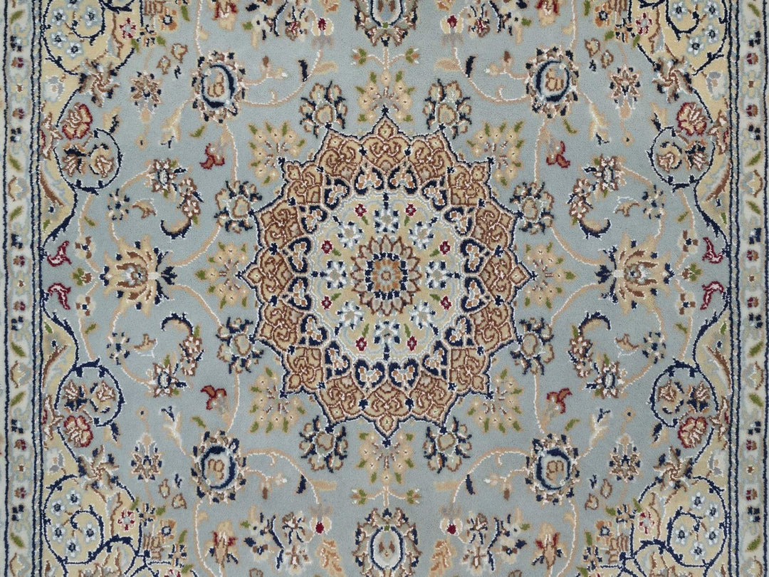 4'9" x 5'1" New Hand Knotted Grey Wool & Silk Square Oriental Rug - MOA10292007