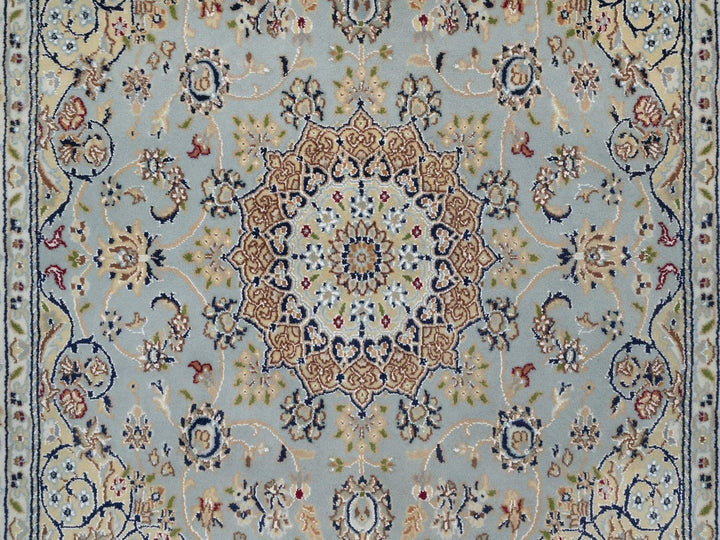 4'9" x 5'1" New Hand Knotted Grey Wool & Silk Square Oriental Rug - MOA10292007