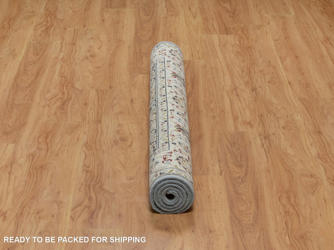 4'9" x 5'1" New Hand Knotted Grey Wool & Silk Square Oriental Rug - MOA10292007