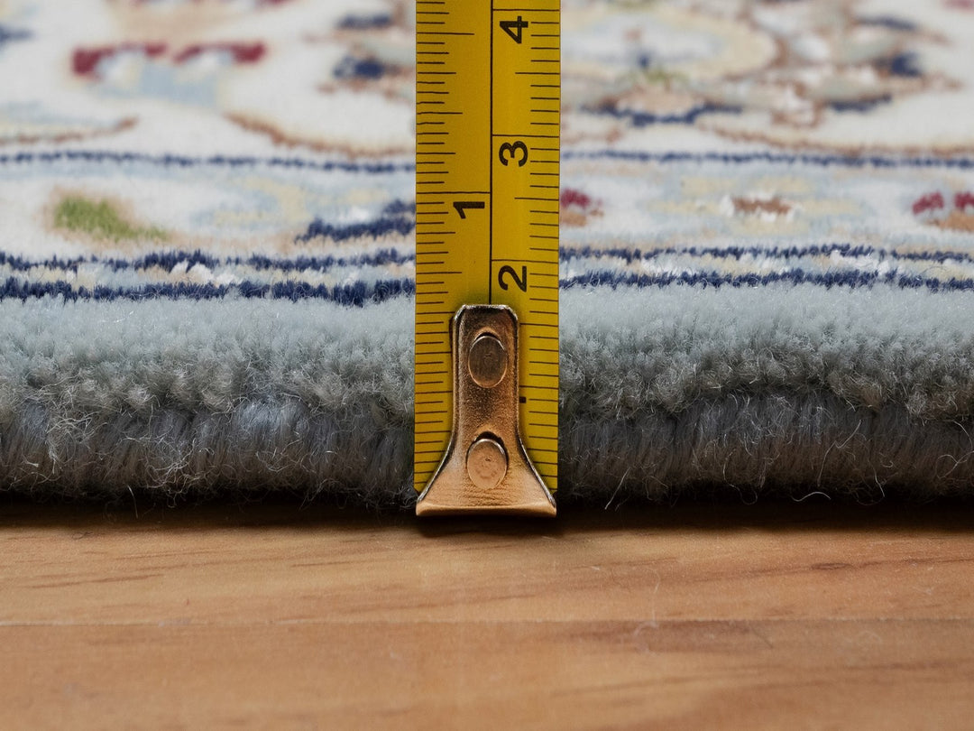 4'9" x 5'1" New Hand Knotted Grey Wool & Silk Square Oriental Rug - MOA10292007