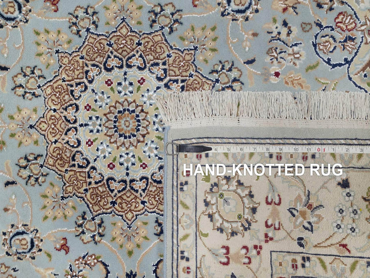 4'9" x 5'1" New Hand Knotted Grey Wool & Silk Square Oriental Rug - MOA10292007