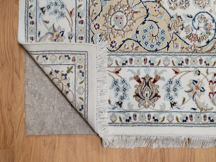 6'1" x 9'0" New Hand Knotted Ivory Wool & Silk Rectangle Oriental Rug - MOA10292008