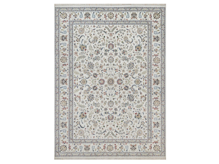 8'11" x 12'2" New Hand Knotted Ivory Wool & Silk Rectangle Oriental Rug - MOA10292009