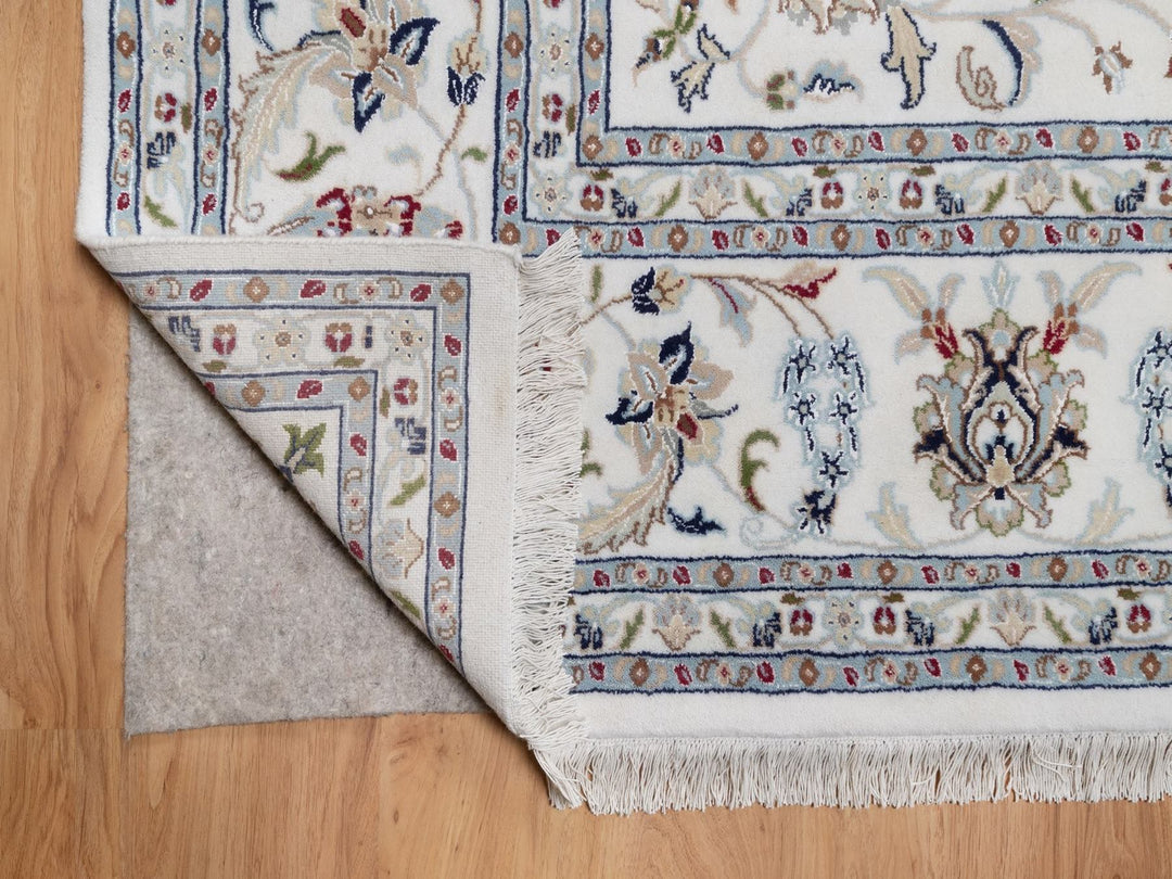 8'11" x 12'2" New Hand Knotted Ivory Wool & Silk Rectangle Oriental Rug - MOA10292009