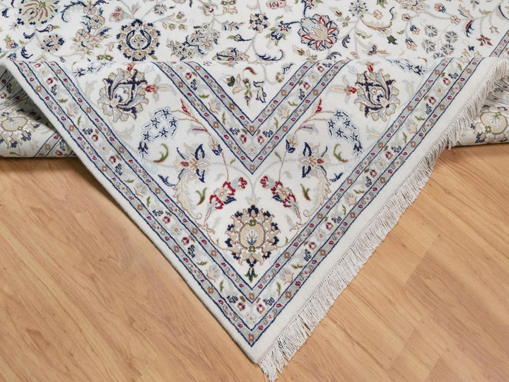 8'11" x 12'2" New Hand Knotted Ivory Wool & Silk Rectangle Oriental Rug - MOA10292009
