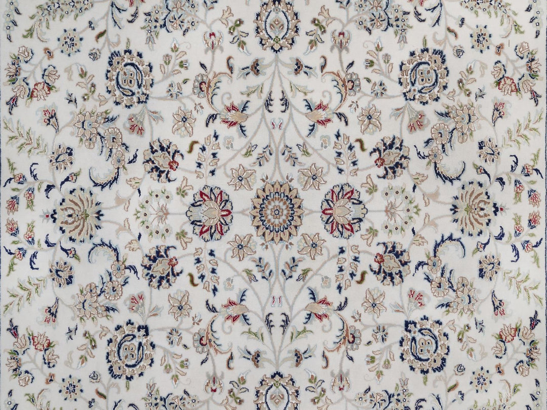 8'11" x 12'2" New Hand Knotted Ivory Wool & Silk Rectangle Oriental Rug - MOA10292009