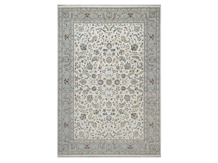 9'10" x 14'5" New Hand Knotted Ivory Wool & Silk Rectangle Oriental Rug - MOA10292010