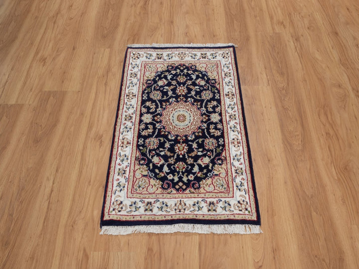 2'2" x 3'2" New Hand Knotted Blue Wool & Silk Rectangle Oriental Rug - MOA10292011