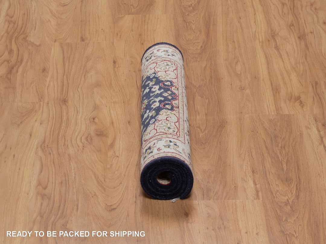 2'2" x 3'2" New Hand Knotted Blue Wool & Silk Rectangle Oriental Rug - MOA10292011