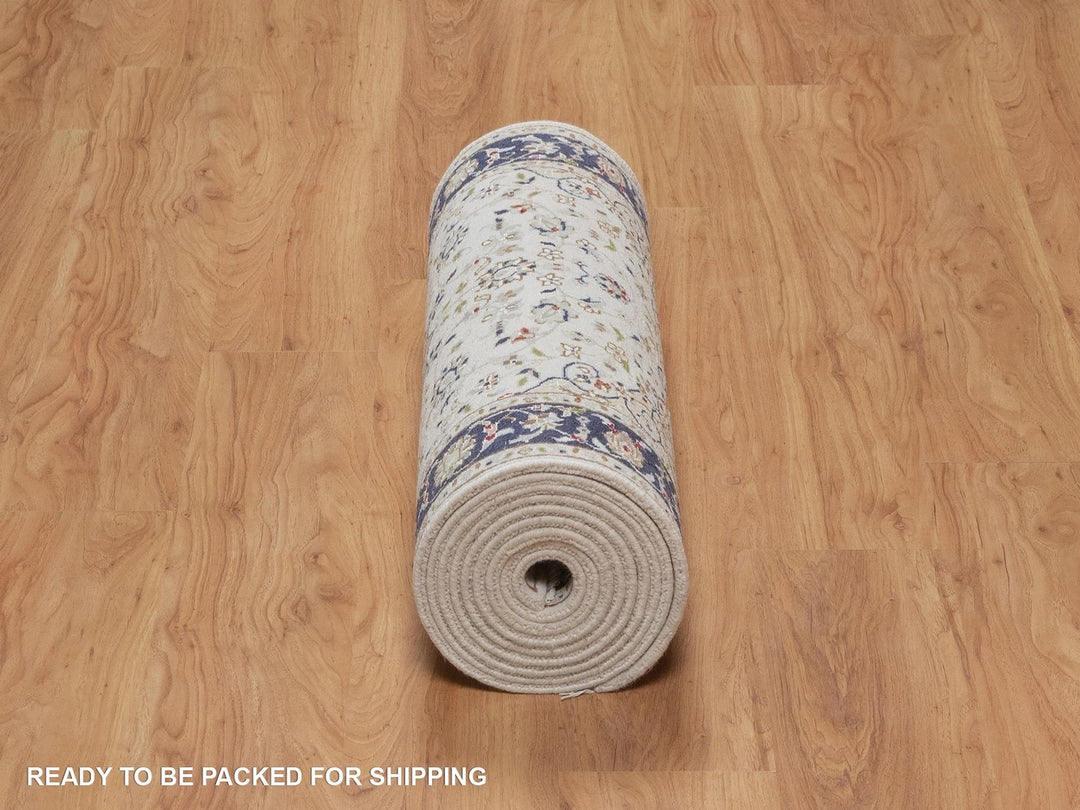 2'8" x 14'4" New Hand Knotted Ivory Wool & Silk Runner Oriental Rug - MOA10292013