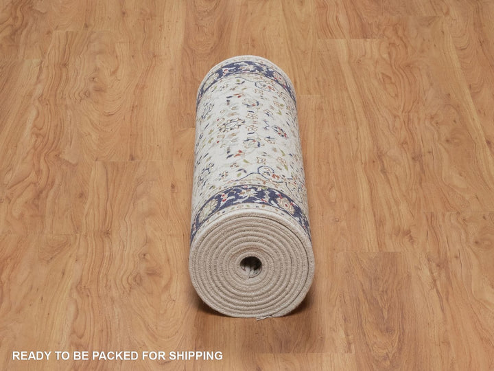 2'8" x 14'4" New Hand Knotted Ivory Wool & Silk Runner Oriental Rug - MOA10292013