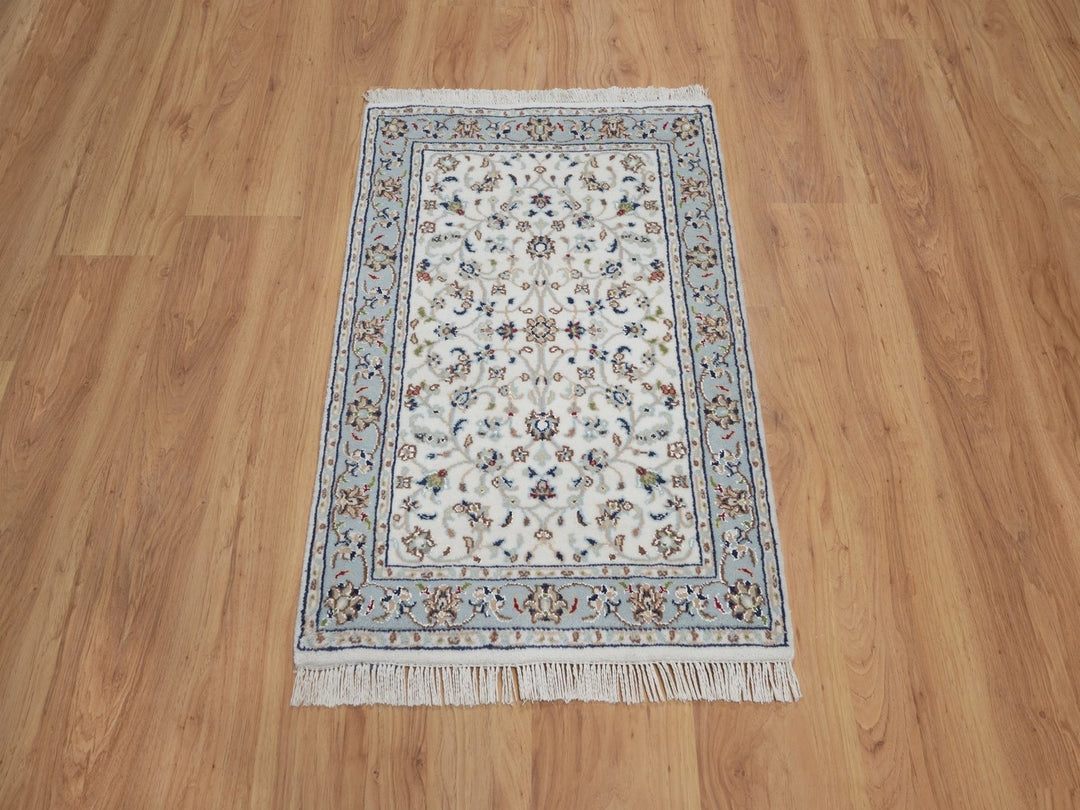 2'1" x 3'3" New Hand Knotted Ivory Wool & Silk Rectangle Oriental Rug - MOA10292015